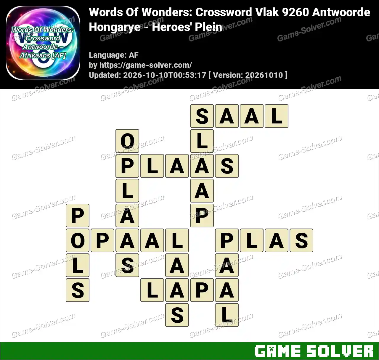 Words Of Wonders: Crossword Vlak 9260 Antwoorde – Hongarye – Heroes’ Plein